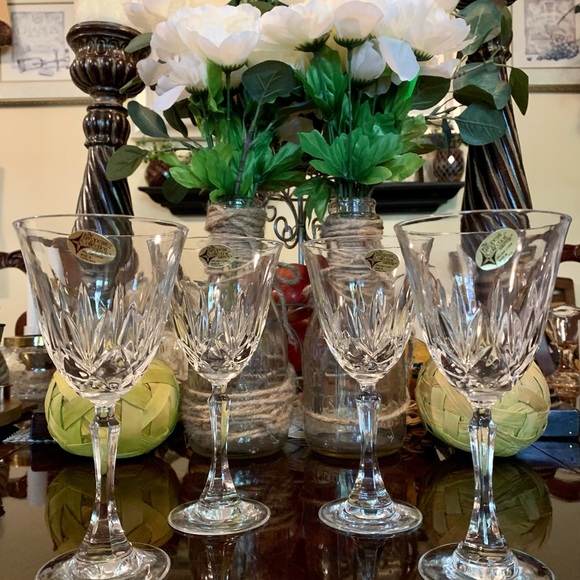 Vintage Elegant Bohemian Clear Crystal Wine Glasses/Goblets Set of 4 - Picture 6 of 7